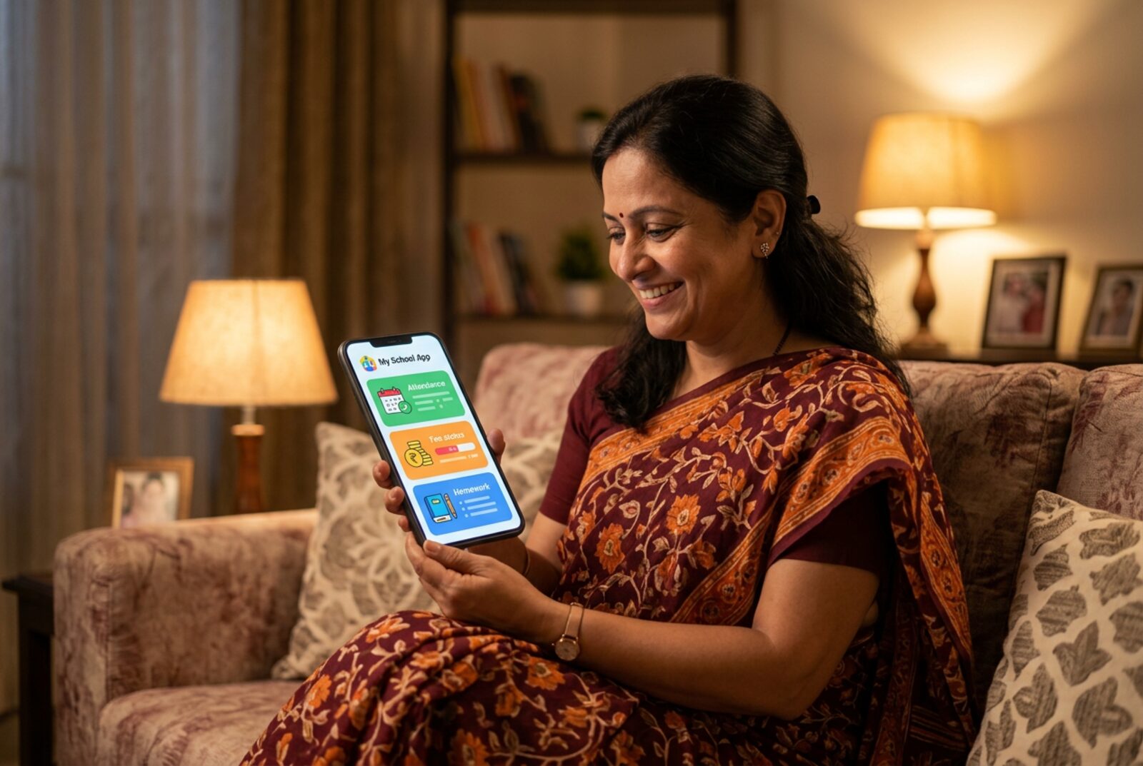 A parent using the Shaalix app on a phone